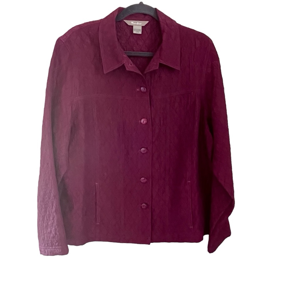 Tanjay Quilt Stitch Wine Color Shacket / Jacket - L - NWOT
